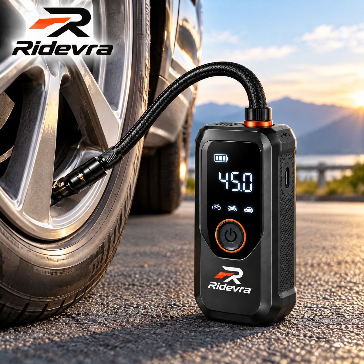 Ridevra™ Mini Electric Bike Tire Inflator