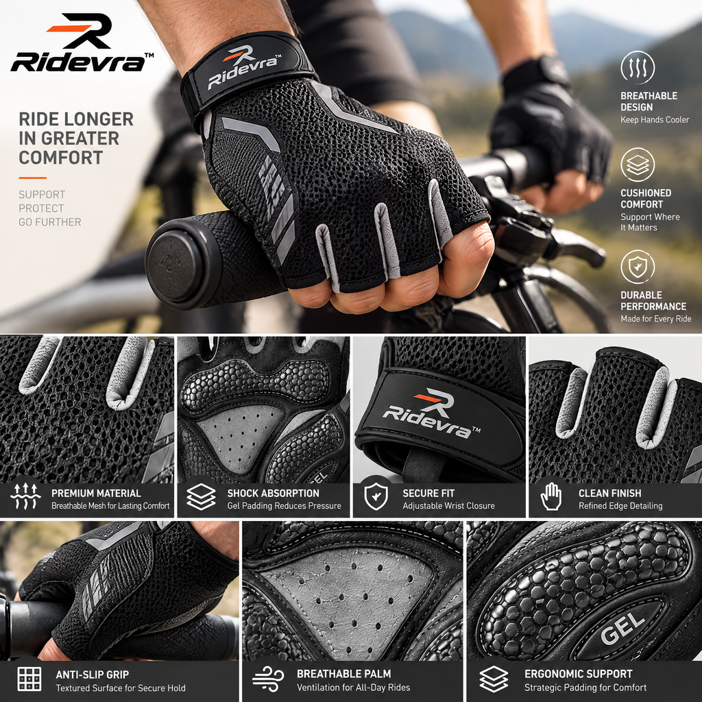 Ridevra™ Gel-Cushioned Cycling Gloves