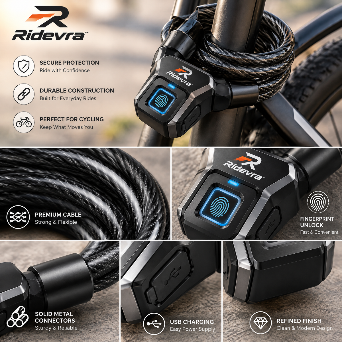Ridevra™ Fingerprint Smart Bike Lock