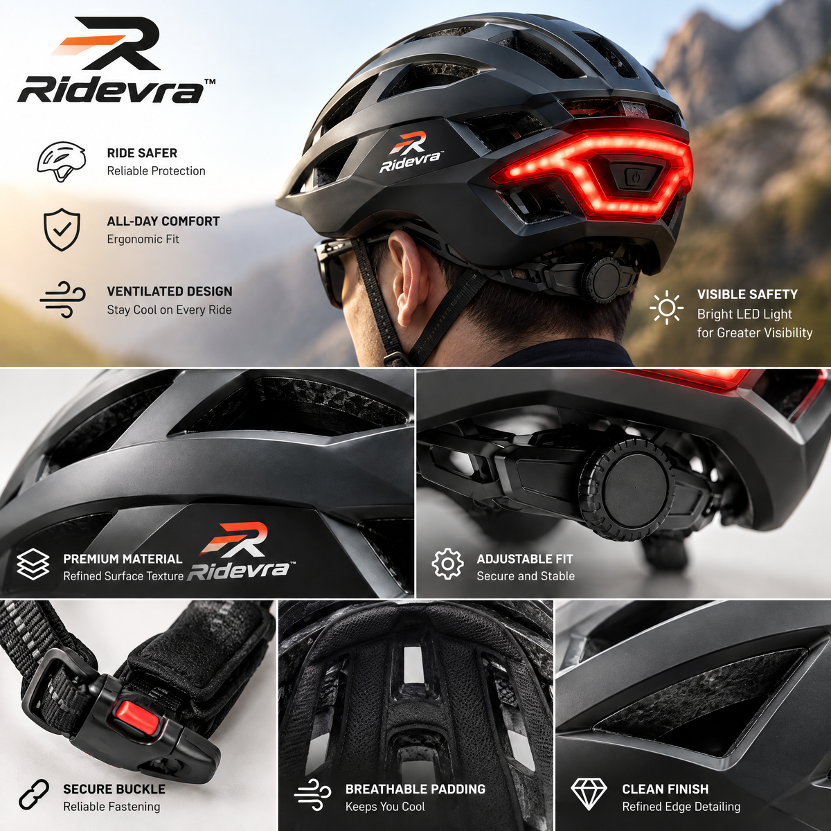Ridevra™ Smart LED Cycling Helmet