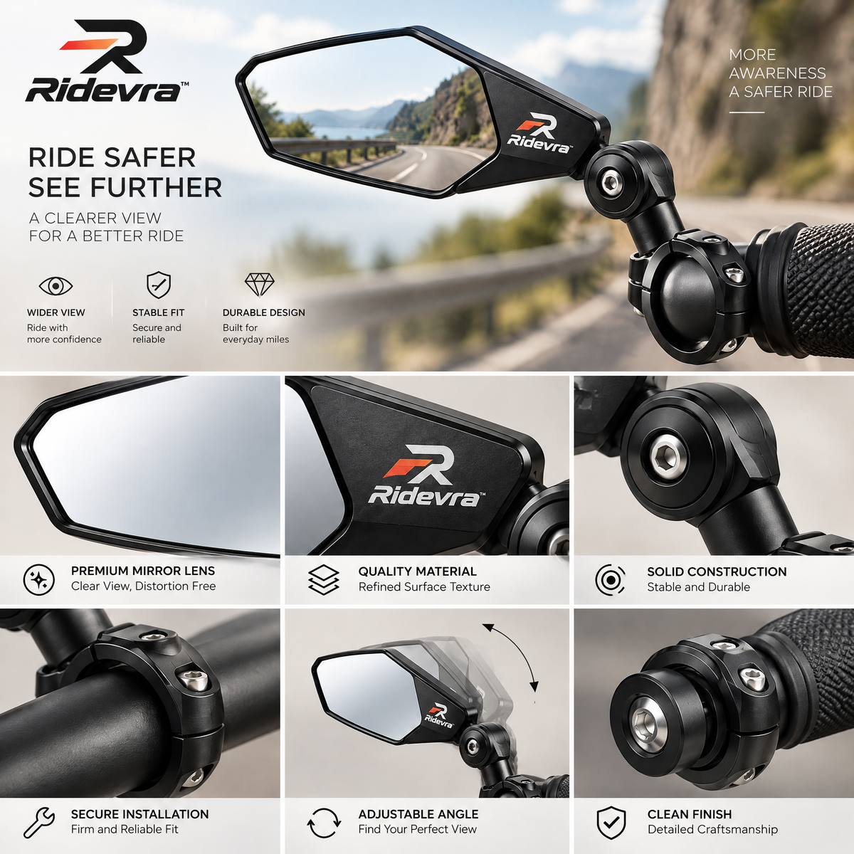 Ridevra™ 360° Adjustable Bike Rearview Mirror