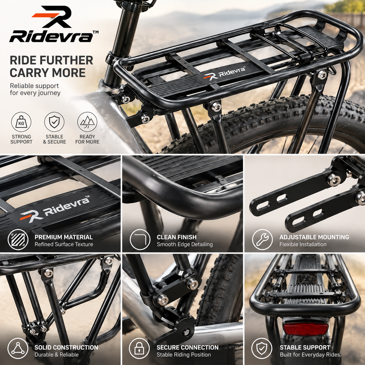 Ridevra™ Rear Bike Cargo Rack