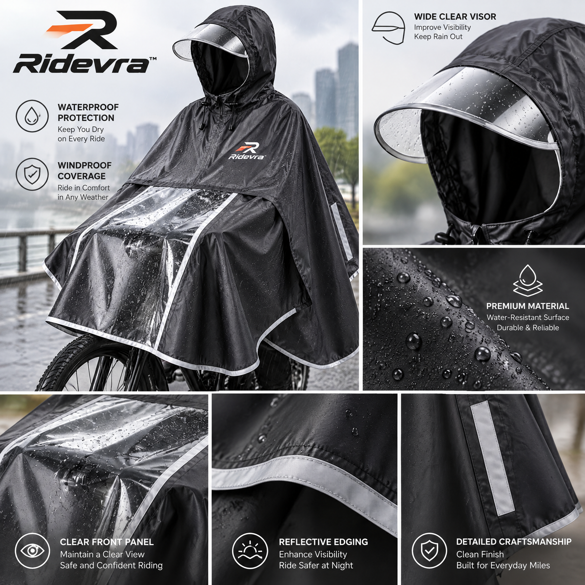 Ridevra™ Waterproof Cycling Rain Poncho
