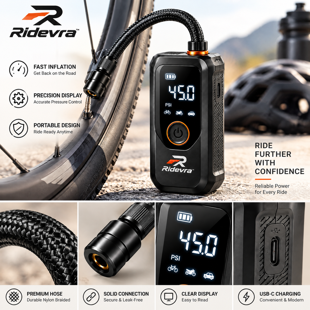 Ridevra™ Mini Electric Bike Tire Inflator