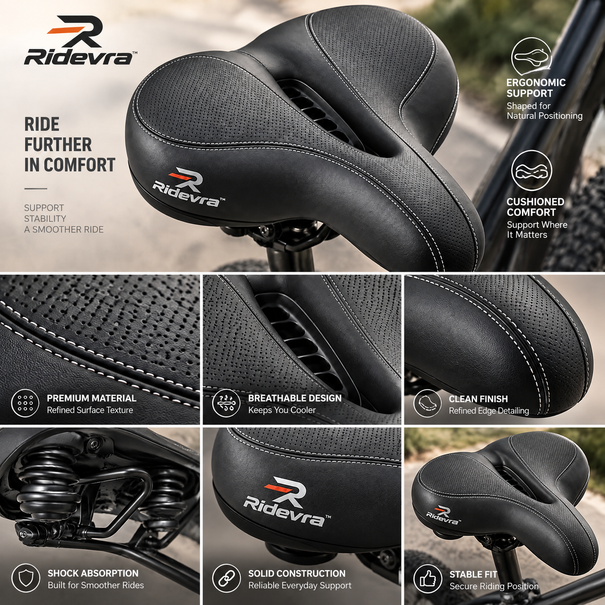 Ridevra™ Wide Ergonomic Bike Saddle